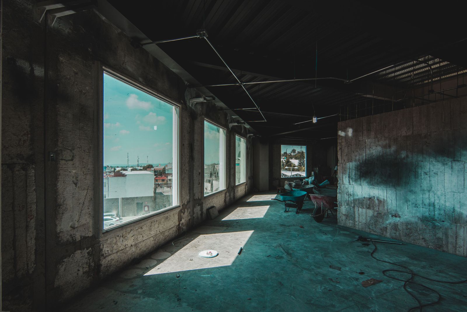 Interior of a building under construction before final cleaning